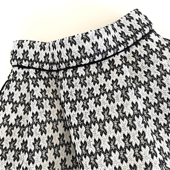 MAJE Josy Pleated Black and White Lace Midi Skirt - Picture 6 of 15